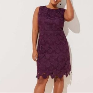 LOFT eggplant sleeveless eyelet lace dress